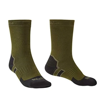 Image of Bridgedale 100% Waterproof Storm Sock Heavy Weight Olive Boot XL Dense Merino Terry Cushioning Breathable Walking Running Biking Outdoor Activities Increased Insulation