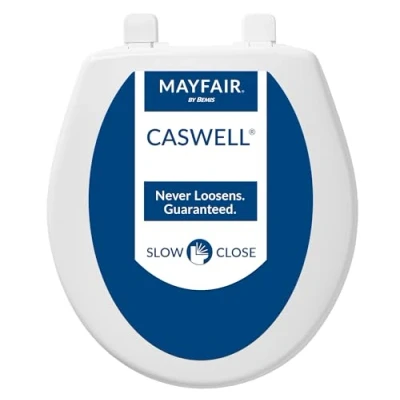 Image of Mayfair 880SLOW 000 Caswell Toilet Seat Will Slowly Close and Never Loosen Long Lasting Plastic, White, Round
