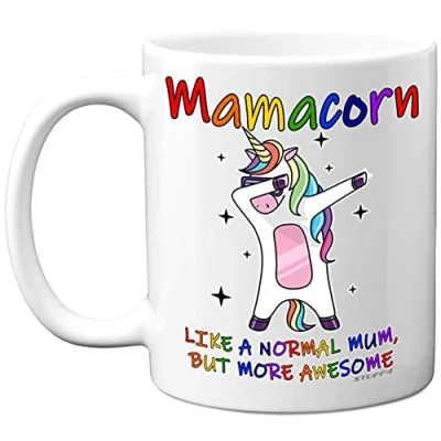 Image of Stuff4 Mum Birthday Gifts Mamacorn Best Mugs, Happy Gift, Mama Present Xmas Cup Cups, Christmas Tea Coffee Mothers Day 11oz Ceramic Dishwasher Microwave Safe Mugs Made in UK