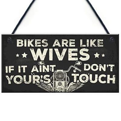 Image of RED OCEAN Motorbike Biker Cycle Hanging Plaque Man Cave Garage Workshop Sign Gift For Dad Grandad