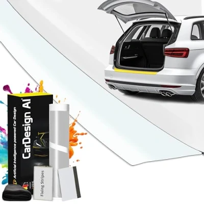 Image of Self healing Boot Sill Protector suitable for VW T Cross C1 2018 2026 (5 Door, Compact SUV): Car Rear Bumper Paint Protection Film and Anti Scratch Set Dog, Loading (Transparent)