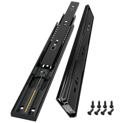 Image of AOLISHENG Soft Close Drawer Runners Slides 350mm Heavy Duty 45kg Load Capacity Draw Sliders Full Extension Ball Bearing Kitchen Cabinet Replacement Side Mount, Black 1 Pair
