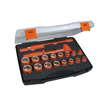 Image of ITL Insulated Tools Ltd 03095 Socket Set 1/2&quot; Square Drive (19PC)