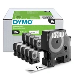 Image of DYMO Authentic D1 Labels Black Print on White 19mm x 7m Self Adhesive for LabelManager Label Printers 10 Count