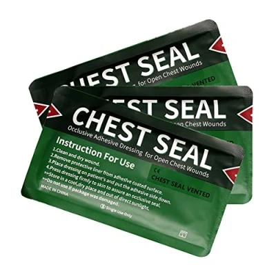 Image of 3 Pack Vent Chest Seal, Emergency Trauma Dressing, First Aid Kit Sterile, Wound Care,EMS Kits Medical Occlusive Seal Dressing