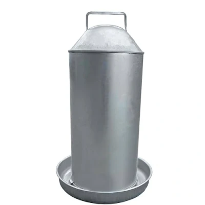 Image of Metal Poultry Water Drinker Traditional Style Galvanised Steel Dispenser for Chickens Ducks Geese 18 Litre (4 Gallon)