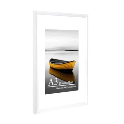 Image of Baoee A3 white Picture frame with A4 Mount,photo acrylic glass, Frame,Poster Frame, certificate frame,Wall Mountable
