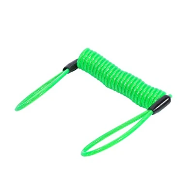 Image of 1.25 m Spring Lock for Motorcycles, Bicycles, Cable Disc Brake with Reminder Rope Motorcycle, Bicycle, Scooter 3 Colours (Colour: Green)