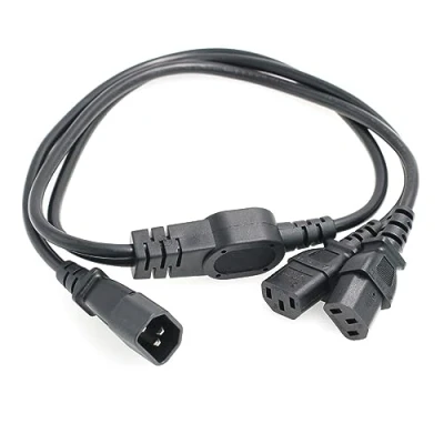 Image of HangTon UPS PDU Computer PC Power Splitter Cord IEC320 C14 to 2 x C13 10A 250V Extension Cable 1m
