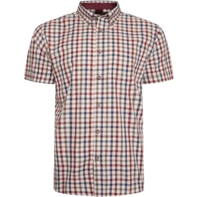 Image of KAM Check Shirt Short Sleeve Chest Pocket Button Down Casual Mens Plus Size 2XL 8XL 6282 (UK, Alpha, 7XL, Plus, Regular, Multicoloured)