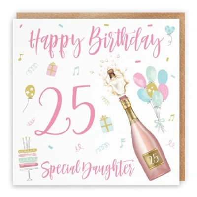 Image of Hunts England Daughter 25th Birthday Card Happy Special 25 Champagne Collection