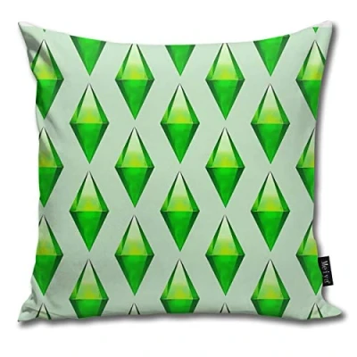 Image of QMS CONTRACTING LIMITED The Sims Plumbob Print Pillowcase Home Life Cotton Cushion Case 18 x inches
