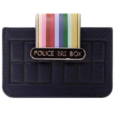 Image of Dr Who Public Call Police Box with Rainbow Wallet Card Holder, Blue