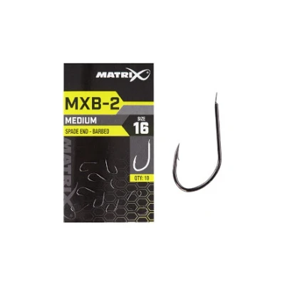 Image of Matrix MXB 2 Barbed Spade End Black Nickel (10pc) Size 16 Coarse hooks