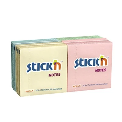 Image of Stick N 21328 76x76mm Pastel Sticky Note Assorted Colour (Pack of 12)