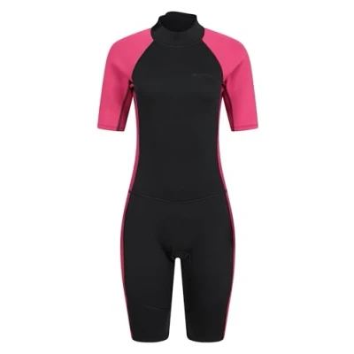 Image of Mountain Warehouse Shorty Womens Wetsuit 2.5mm Thickness, Neoprene Ladies Swimsuit, Extended Puller, Flatlock Seams For Spring Summer, Scuba Diving, Swimming Black Women&#039;s Size 20 22