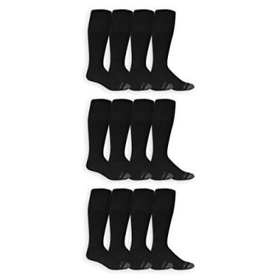 Image of Fruit of the Loom Men&#039;s Dual Defense Tube Socks (12 Pack), Black, 4.5 12 UK (Pack 12)