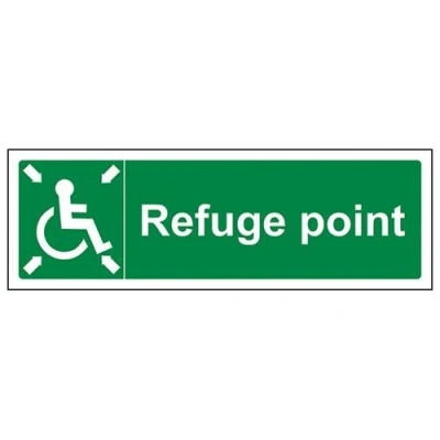 Image of V Safety Refuge Point Arrows Pointing In Sign 300mm x 100mm Self Adhesive Vinyl