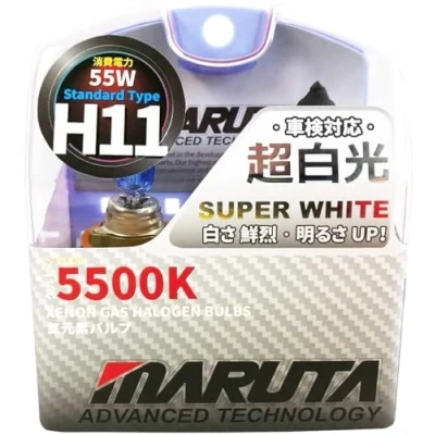 Image of MARUTA H11 55W 12 V 5500K, Super White Series Xenon Gas Filled Headlight Bulbs (E4) With Advanced Technology