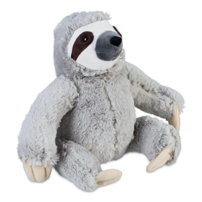 Image of Relaxdays Doorstop Sloth, Fabric &amp; Sand, Anti Slamming Buffer, Inside, HWD: 22 x 21 18 cm, Decorative Bag Animal, Grey, Polyester