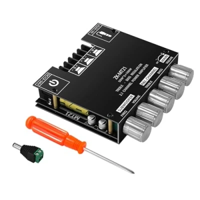 Image of Bluetooth Amplifier Board, 50Wx2 &amp;100W Power Amplifier, 2.1 Channel with Subwoofer, 12V 24V Wireless 5.0 Audio Module Treble and Bass Control for Home Theater DIY Speakers