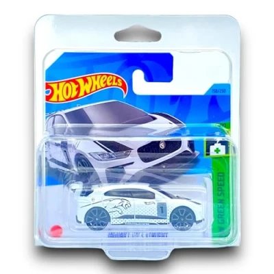 Image of Hot Wheels Jaguar i Pace eTrophy (White) 9/10 HW Green Speed 2023 158/250 (Short Card) COMES IN A KLAS CAR KEEPER PROTECTIVE COLLECTORS CASE HKK25