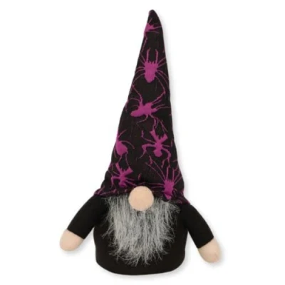 Image of FabFinds Halloween Gonk Gnome with Grey Beard Spooky Hat (Black Spider 27cm)