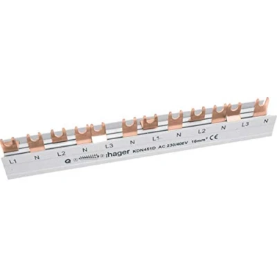 Image of Hager KDN451D 4P Phase Rail 16 mm² 12 Mod Fork 3250613741082, White