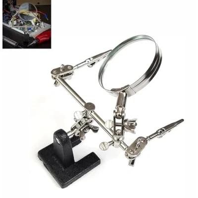 Image of Hands Free Magnifying Glass with Crocodile Clip + 8X Lens, Third Hand for Soldering and Jewelry Making