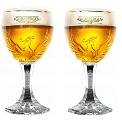 Image of TUFF LUV Official Nucleated Grimbergen Belgian Beer Chalice/Glass 33CL [Set of 2]