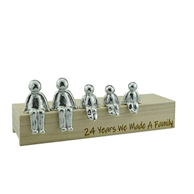 Image of Pirantin 24th Anniversary Idea 24 Years We Made A Family Metal Ornament Choose Your Combination Box &amp; Woodgrain May Vary(3 Children)
