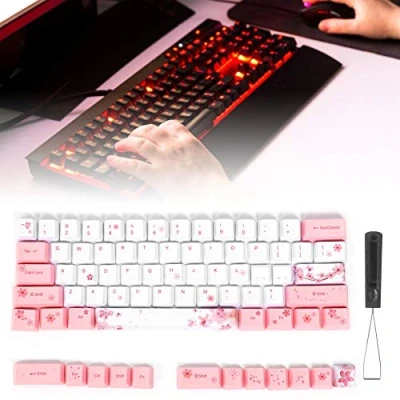 Image of Rodipu Keycap, Wear Resistance Five faced Dyed Keyboard Sublimation for Mechanical Keyboard(6064 cherry blossom)