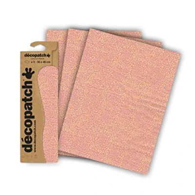Image of Décopatch Ref C839C Pink &amp; Yellow Speckled Pattern Paper Pack Each Sheet 30 x 40cm, of 3 Sheets Best Used With Décopach Glue Varnish,