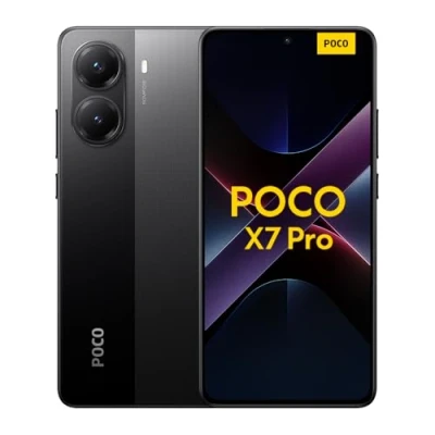 Image of Xiaomi POCO X7 Pro smartphone, 8+256GB, black, 50MP main camera with OIS, 6000mAh (typ) battery 90W HyperCharge, IP68, AI features (no charger included), 2 year Warranty