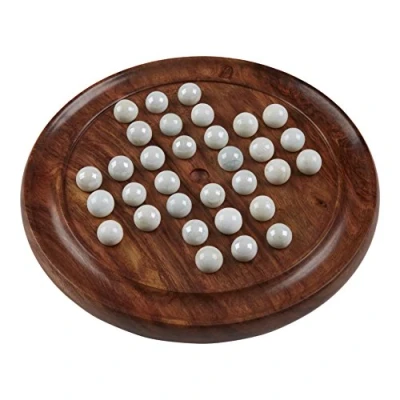 Image of Uber Games Sheesham Wooden Solitaire Strategy Board Game 32 Pieces