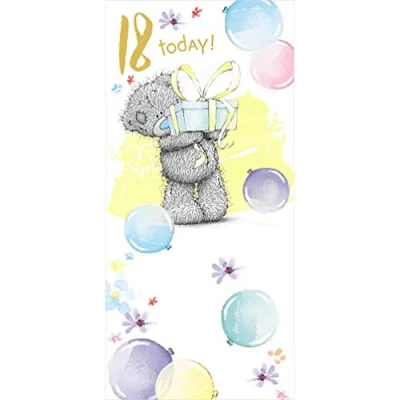 Image of 18th Birthday Card Bear with Present