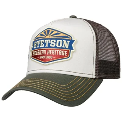 Image of Stetson New American Heritage Trucker Cap Men Baseball mesh with Peak, Snapback, Peak Winter Autumn Summer Spring One Size Grey