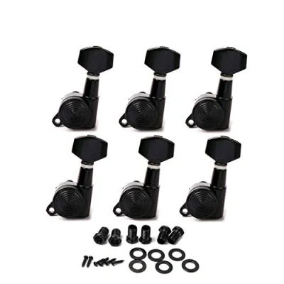 Image of Alnicov 6L Inline Locked String Guitar Tuning Pegs keys Tuners Machine Heads Keys,Black