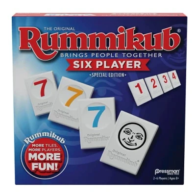 Image of Rummikub Six Player Edition The Classic Rummy Tile Game More Tiles and Players for Fun! by Pressman , Blue