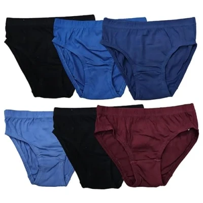 Image of ShopMCR 6 Pack Kids Underpants Briefs Childrens Toddler Boys Cotton Rich Brief Comfortable Boxer Underwear, Age 2 to 13 years (Plain, 8 years)