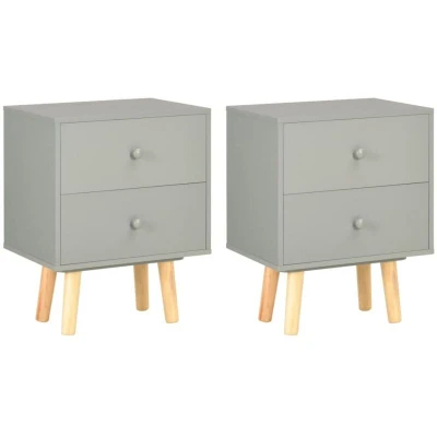 Image of vidaXL Bedside Cabinets 2 pcs Grey 40x30x50 cm Solid Pinewood