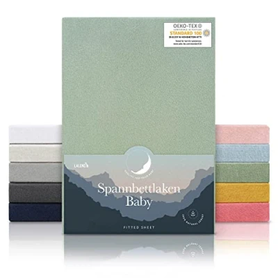Image of Laleni 2x Cot Bed Sheets Soft 135gsm Cotton Travel 140x70 cm, Summer Green