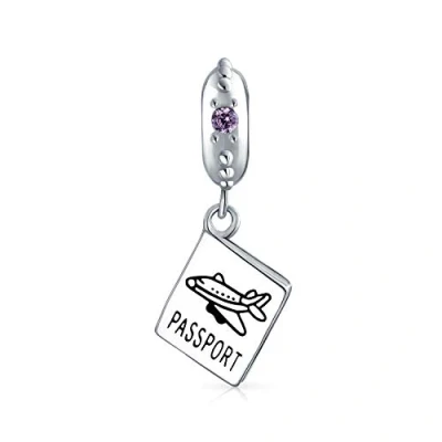 Image of Tourism International World Traveler Vacation Passport Dangle Charm Bead For Women Teen Oxidized .925 Sterling Silver Fits European Bracelet