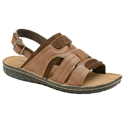 Image of DUNLOP Mens Sandals Memory Foam Touch Fastening Open Toe Flip Flop Mules Summer Shoes (9 UK, Garrett Brown) …