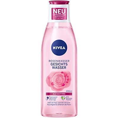 Image of NIVEA Rose Water Facial Toner (200 ml), Refreshing with of Natural Origin, Clarifying Face Care for All Skin Types