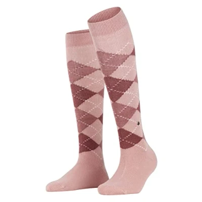 Image of Women&#039;s 1 Pair Burlington Whitby Extra Soft Argyle Knee High Socks Pink