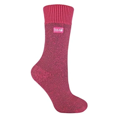 Image of THMO 1 Pair Ladies Thick Winter Warm Thermal Socks with Comfort Top &amp; Smooth Toe Seam (4 8 UK, 33 Pink)