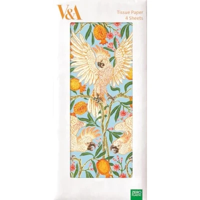 Image of V&amp;A Cockatoo and Pomegranate Pack of 4 Sheets Tissue Paper