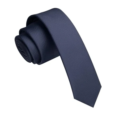 Image of JEMYGINS 1.58&quot; Navy Tie Silk Skinny Ties for Men Slim Necktie(4cm)