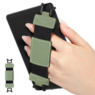 Image of MoKo Soft Hand Strap for 6 8&quot; eReaders Fire Tablet Kindle/Kobo/Voyaga/Lenovo/Sony Kindle E Book Tablet, High Elasticity Versatile Lightweight Finger Grip Holder, Celadon